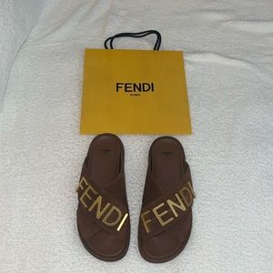 Brand new Fendi suede slides